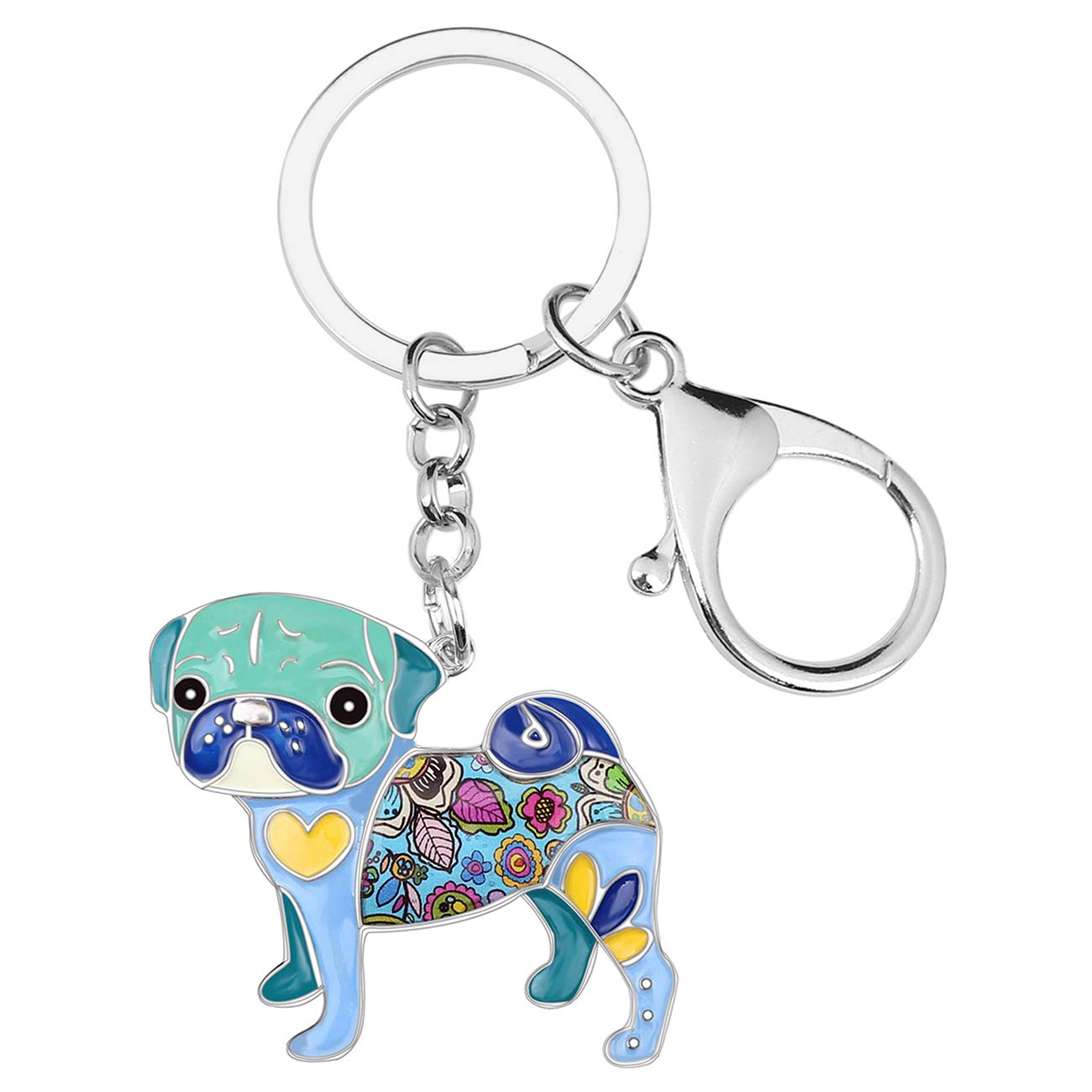 Doway Women's Blue Pug Dog Cute Enamel Dog Keychain Keyring Pets Dog Keyrings For (Blue Pug Dog)