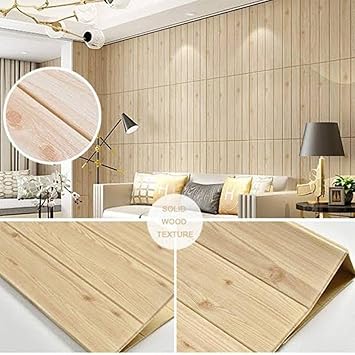 ThatDAY 3D Foam Wallpaper Wall Panels Brick Self-Adhesive Waterproof PE Foam, Ceiling Wallpaper for Bedroom Furniture, 57.5 Sq.Ft Peel and Stick 3D Brick - 70 x 70 cm (20, Dark Wooden A)