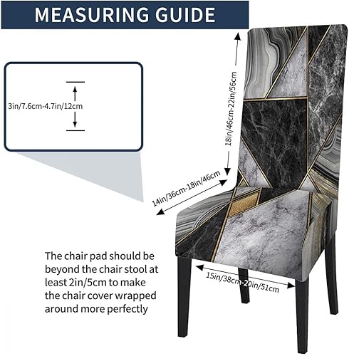 Miniatura 4 de WONDERTIFY Fundas de silla de mármol de mosaico para comedor, mármol de granito, ágata dorada, fundas elásticas protectoras de silla para el hogar y