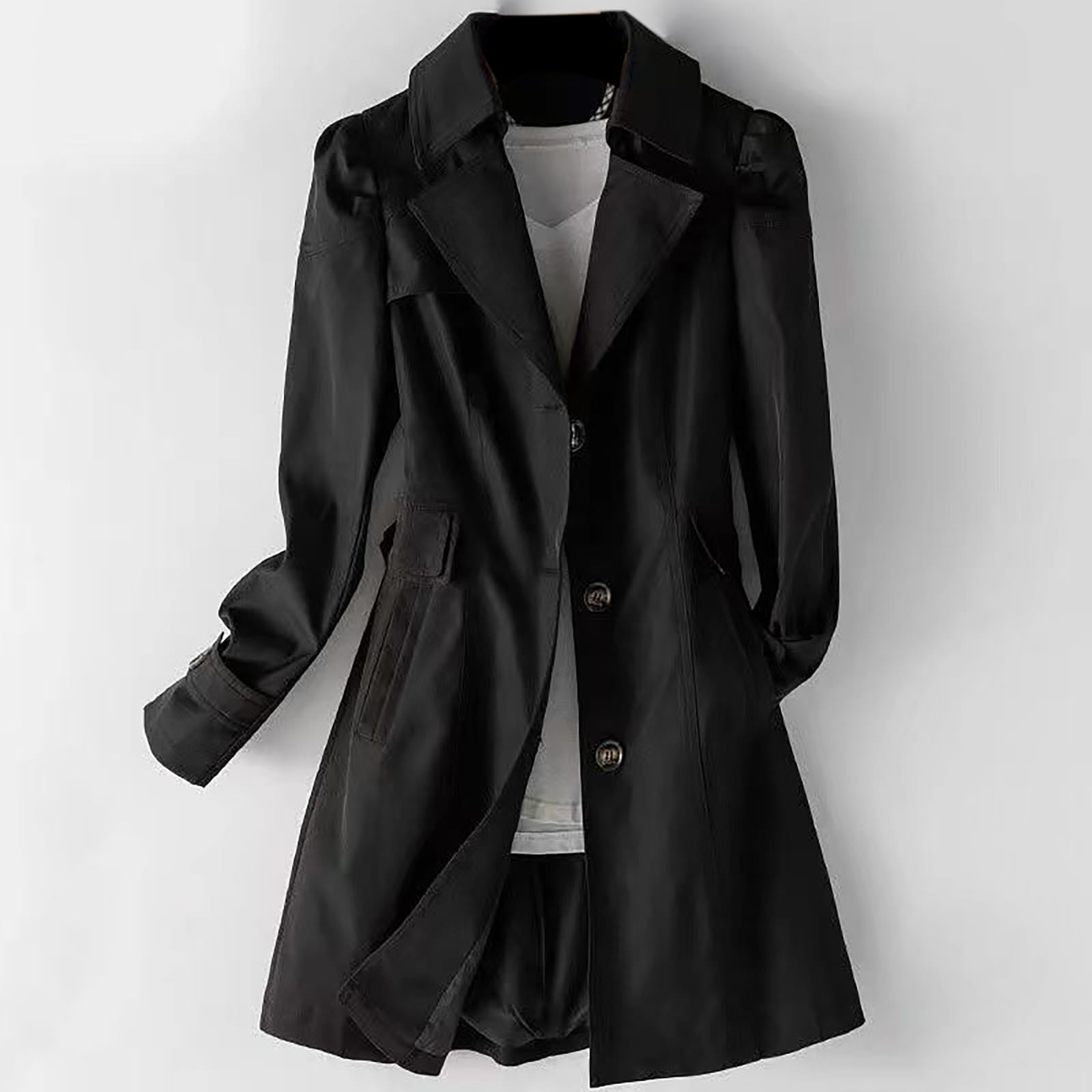 Generisch Donna Nuovo Slim Fit Donna Versione Coreana Doppio Petto Piccolo Trench Medio Lungo Trench