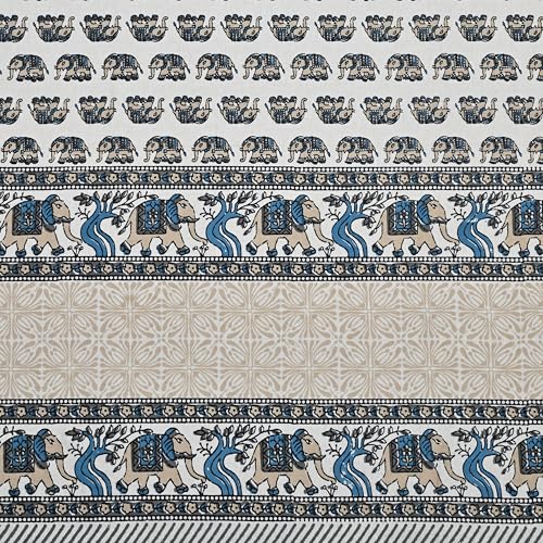 Image of 100% Cotton Single Bedsheet with 1 Pillow Cover | 240 TC Pure Cotton Flat Bed Sheet | Traditional Jaipuri Printed Bedding Set | Soft & Breathable | 60 x 90 Inch (Rangmahal Single 34)