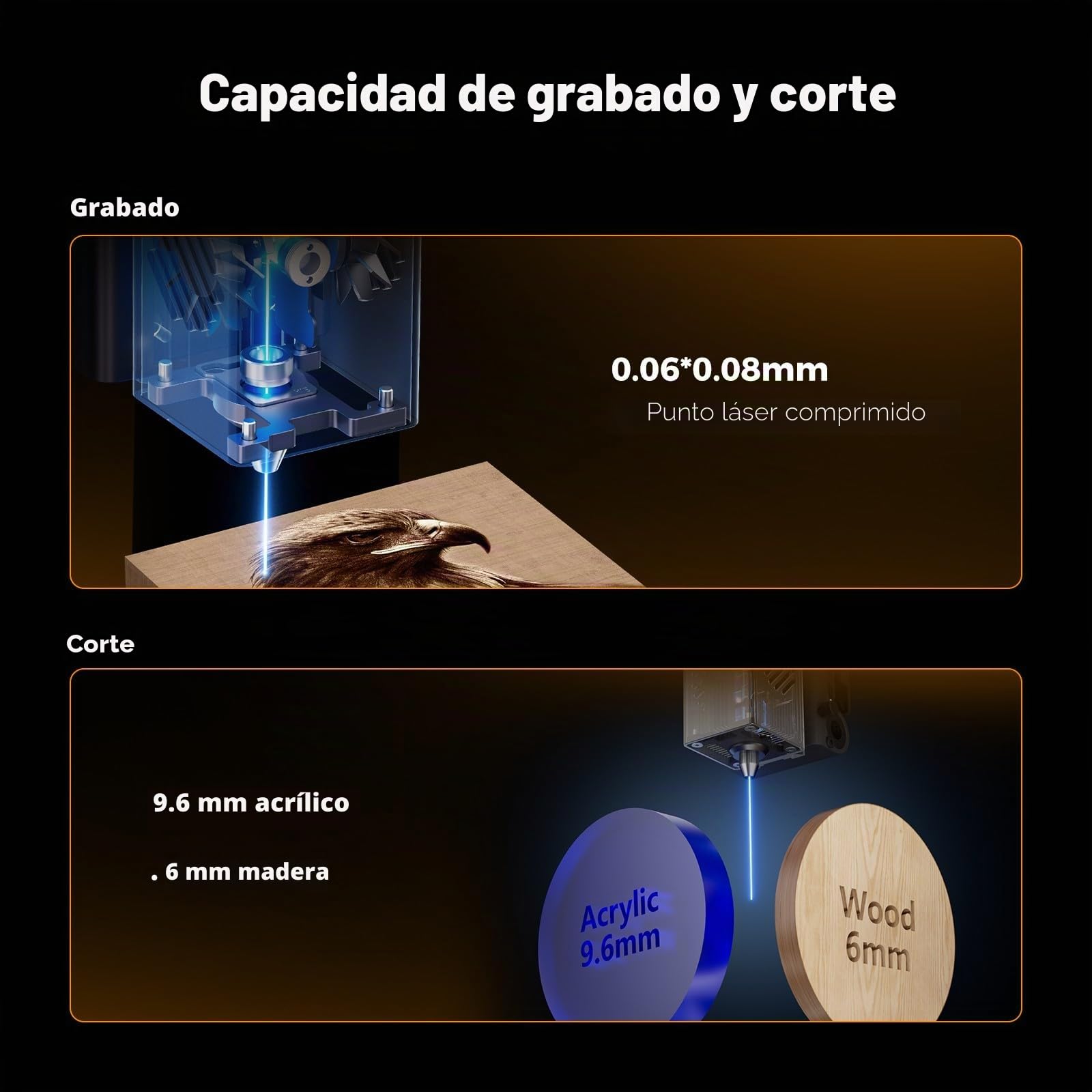 Creality Falcon A1 Grabador Láser 10W, Potencia de 80W, Totalmente Cerrado, 600 mm/s, Posicionamiento Automático con Cámara HD, Ideal para Madera y Metal - Carcasa Blanca