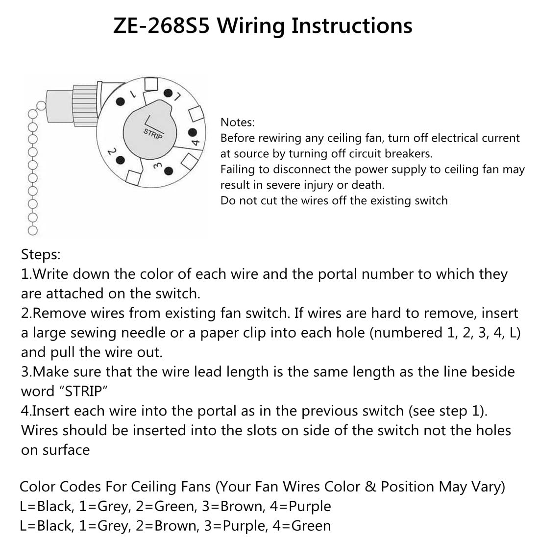 ceiling fan wiring color code