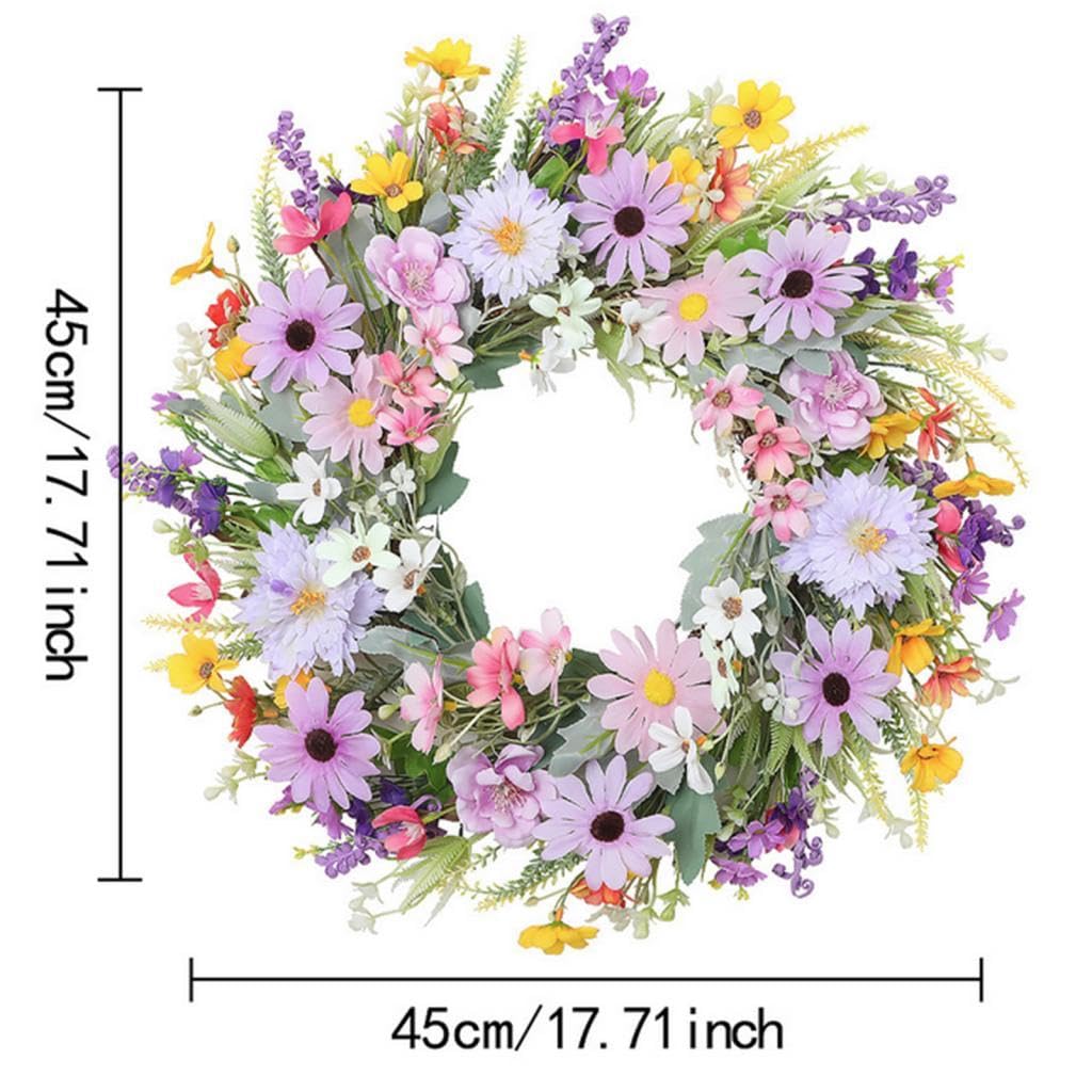 Ghirlanda Artificiale per Porta D'ingresso Da 50 Cm, Ghirlanda Primaverile in Plastica E Tessuto Di Seta, Corona Di Pasqua per Decorare Case, Ristoranti, Feste, Matrimoni, Uffici, Fattorie