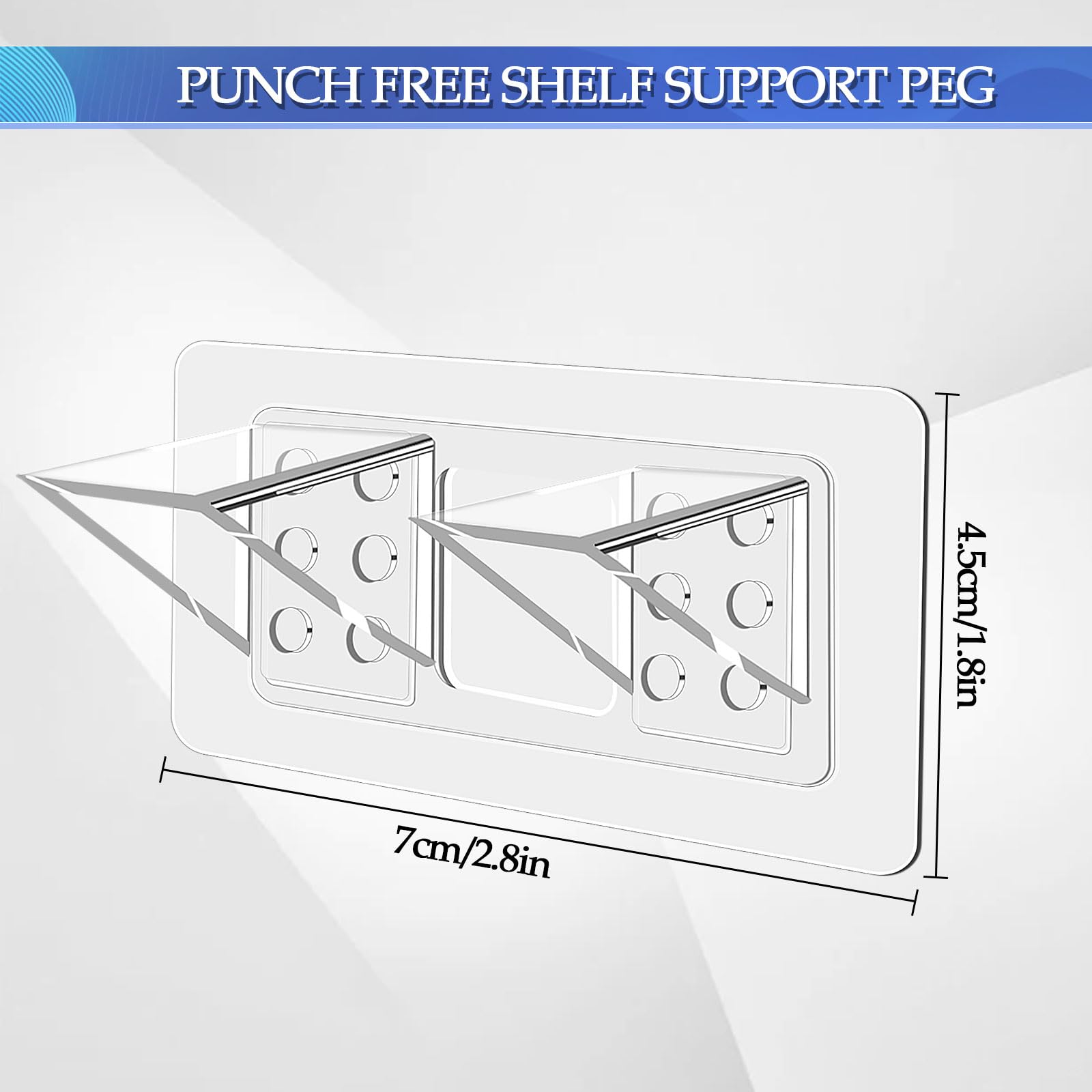 16Pcs Punch Free Shelf Support Peg, Large Size Adhesive Shelf Bracket, Shelf Bracket No Drill Strong Load-Bearing Shelf Peg Shelf Support for Cabinet,Book Closet — Amazon image 2