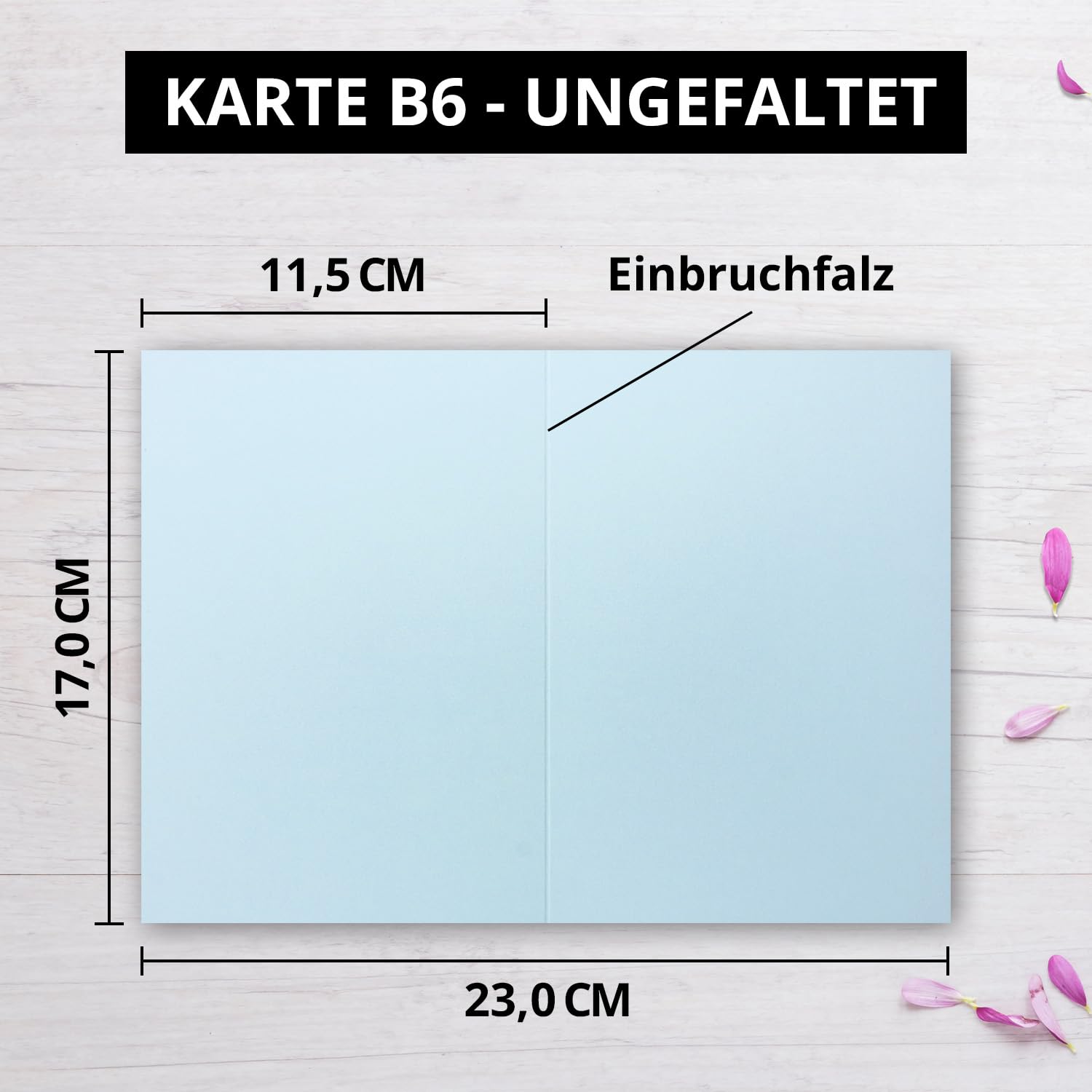 Set de cartes pliables format B6 | avec enveloppes et feuillets – Idéales comme cartons d’invitation et cartes de vœux – Convient à l’impression – 100 Sets 19-hellblau