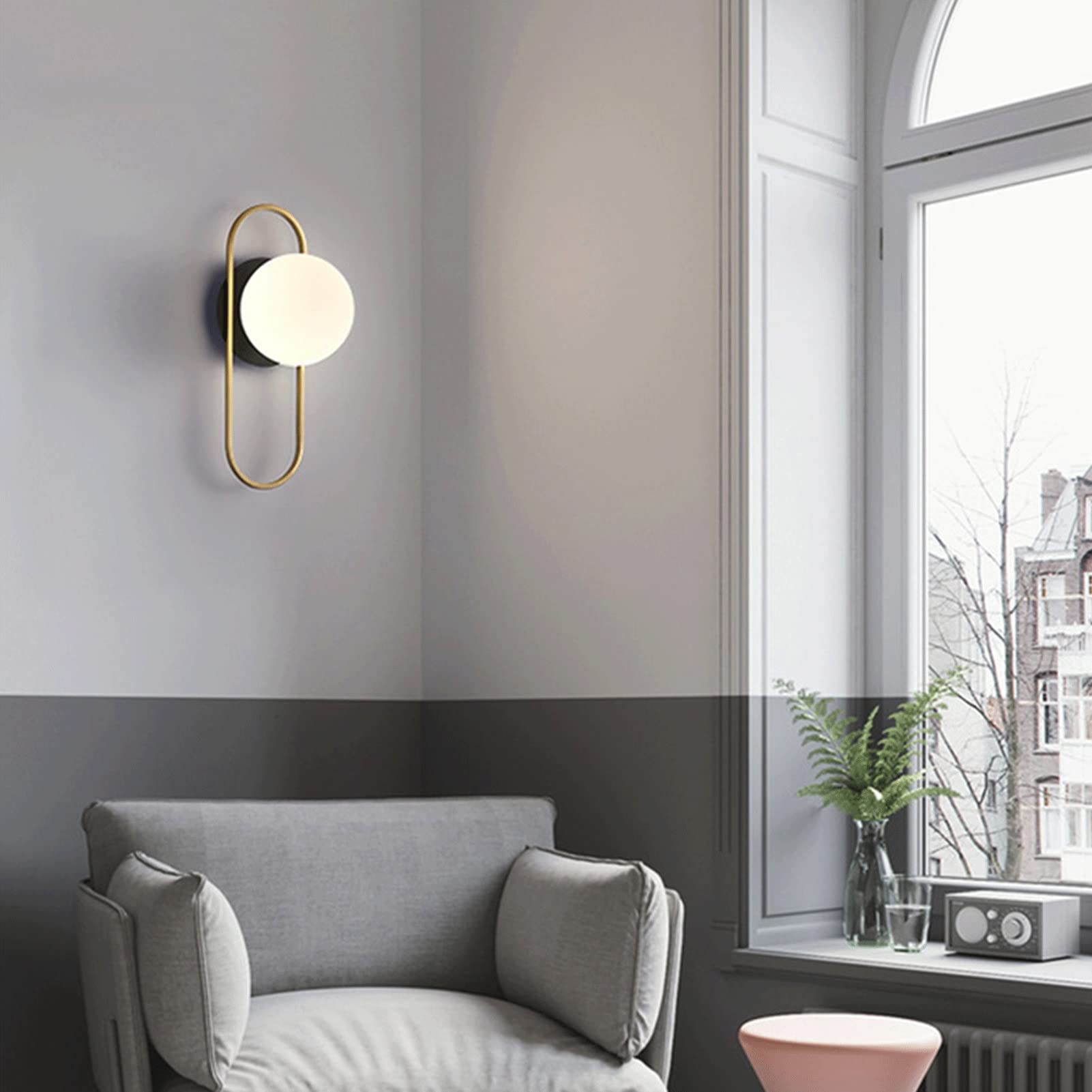 Oświetlenie ścienne Nowoczesne oświetlenie ścienne z połowy wieku, lampa ścienna do wnętrz ze szkła mlecznego, oświetlenie ścienne do restauracji, salonu, łóżka, schodów, łazienki, lustra, v