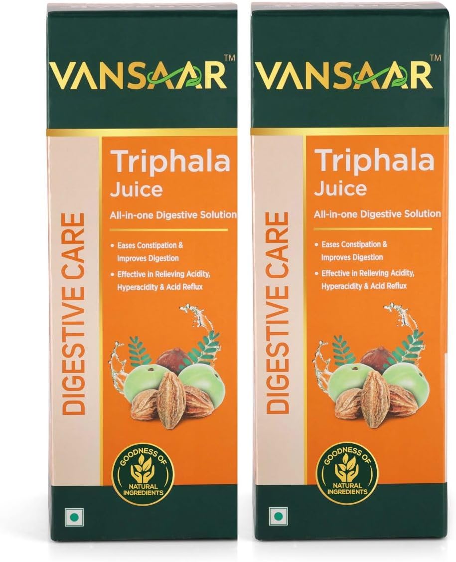 Vansaar Triphala Juice| All-in-one Digestive Care Solution | Long term constipation, digestive problem relief supplement | Improves Gut Health | 100% Ayurvedic Formula - 1L (Pack Of 2)