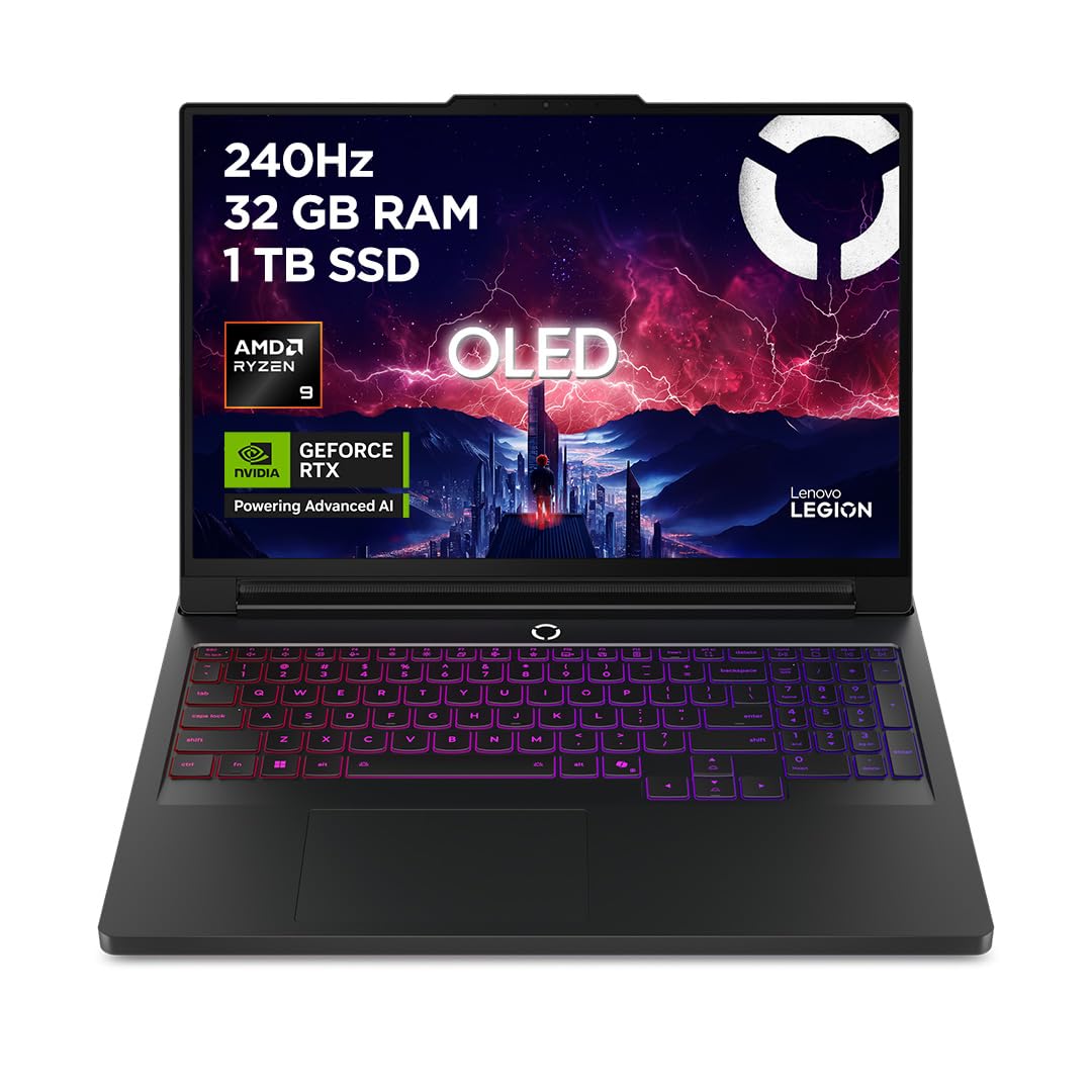 Lenovo Legion Pro 7 Gaming AI Laptop | 16" WQXGA OLED 240Hz Display | AMD Ryzen 9 9955HX3D | 32GB RAM | 1TB SSD | NVIDIA GeForce RTX 5080 | Windows 11 | QWERTZ | Schwarz | 3 Monate GamePass