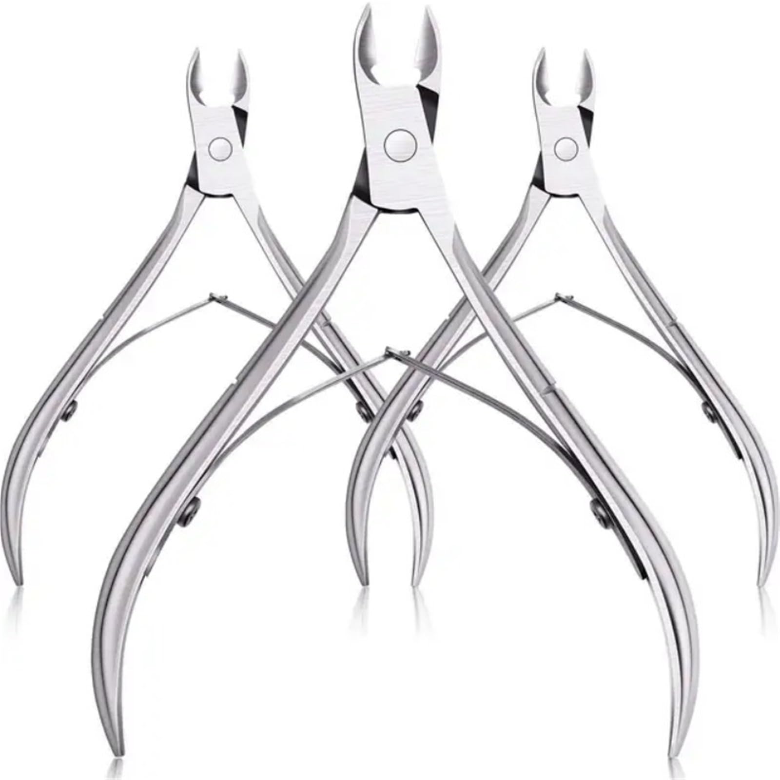 3pcs chiodi for unghie unghie dei piedi della punta della piena della cuticola Nipper Manicure Strumenti di trimmer in acciaio inossidabile Pinza for cuticole professionale(Sliver)