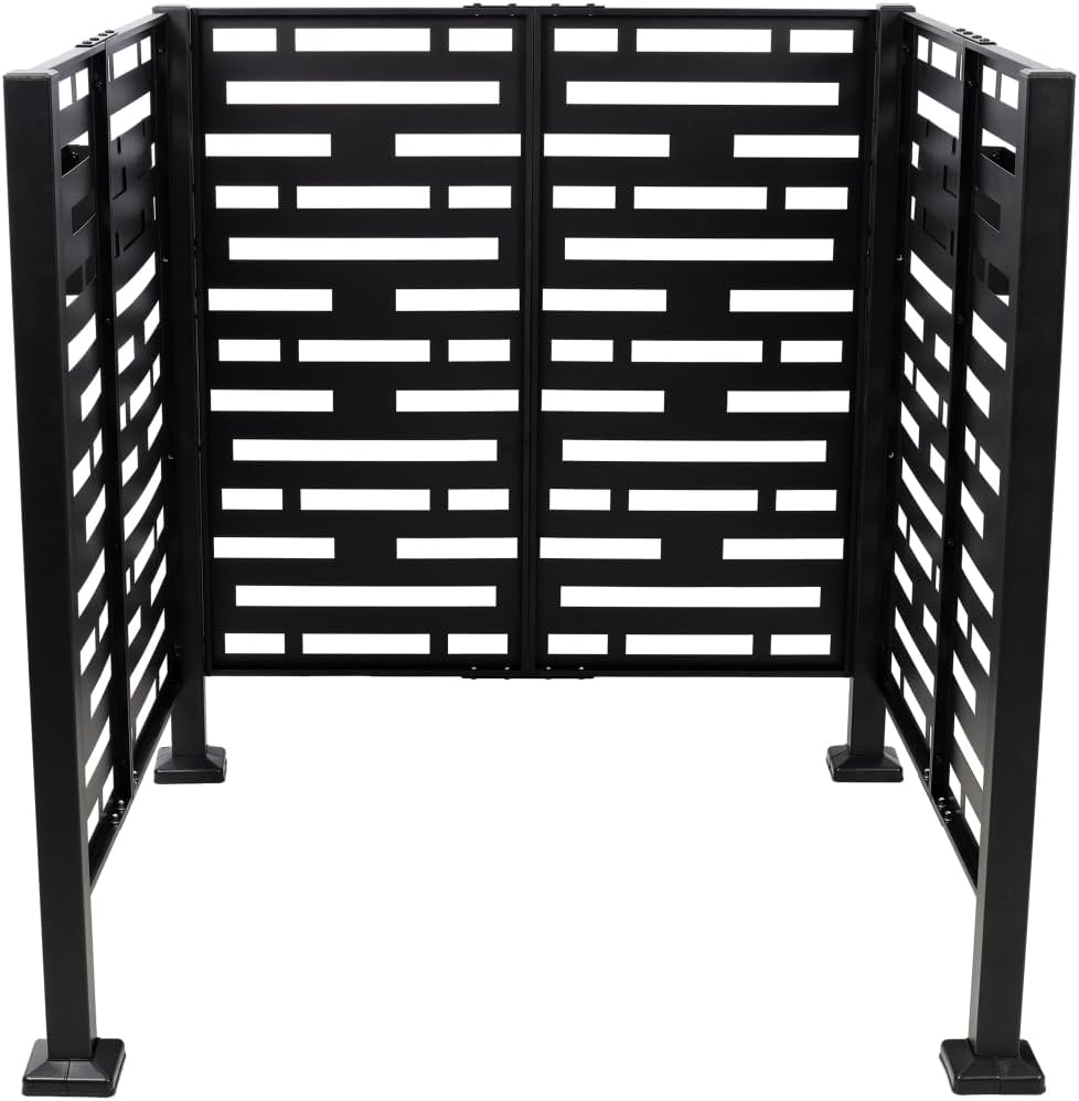 Freestanding Metal Privacy Screen with Detachable Planter Boxes, 3.5x3.5 FT Outdoor AC Unit Trash Can Fence, Galvanized Steel Rust-Proof Enclosure for Pool Patio Garden
