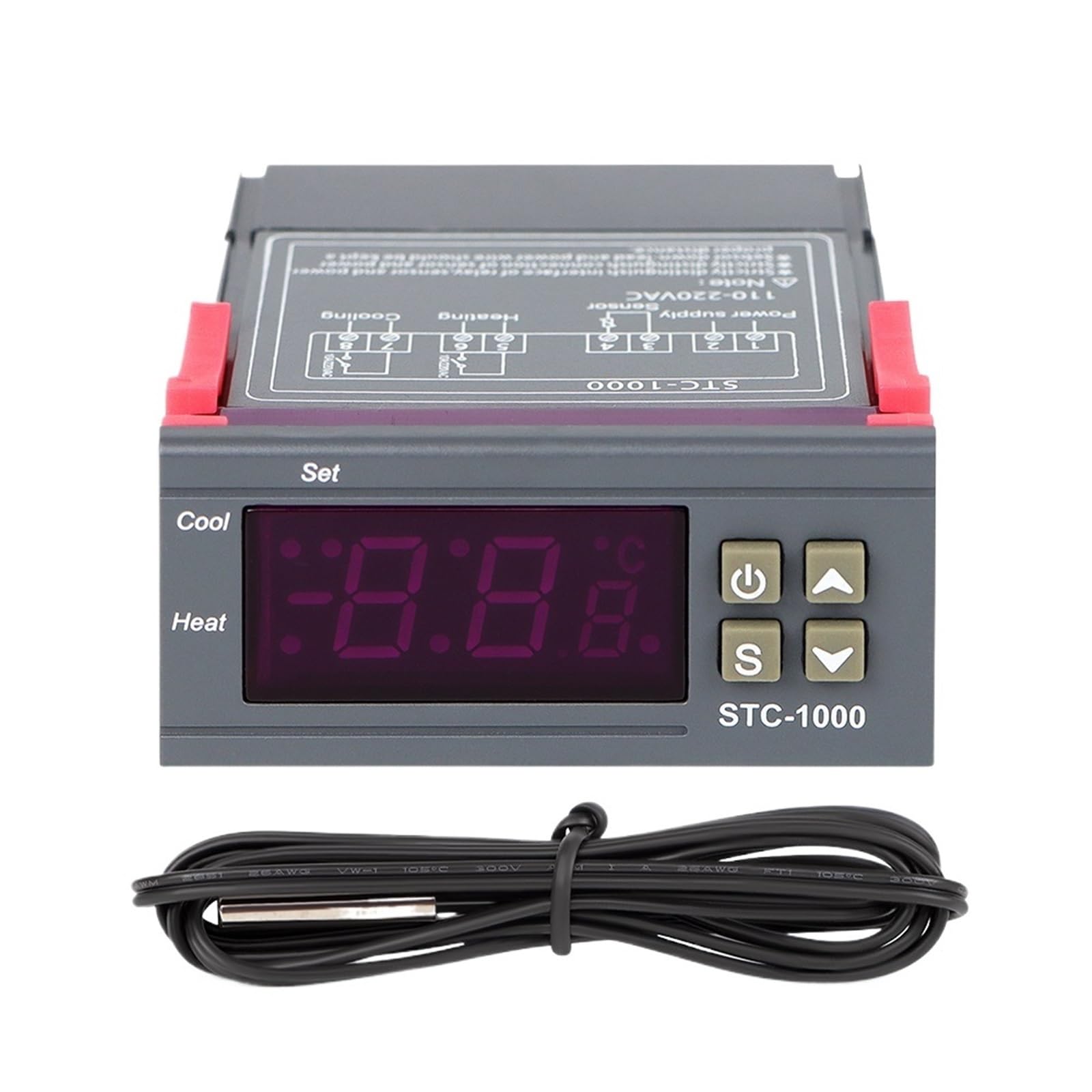 Controlador de temperatura STC-1000 12V 24V 220V Termostato digital Termorregulador Incubadora Relé LED 10A Calefacción Refrigeración(220V)