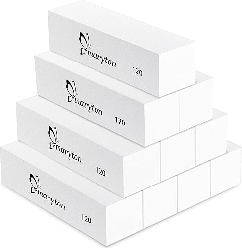 Maryton Bloques pulidores de uñas, bloques de pulido de grano 120 medianos para uñas acrílicas, uñas de gel, kits de pulidor de manicura profesional