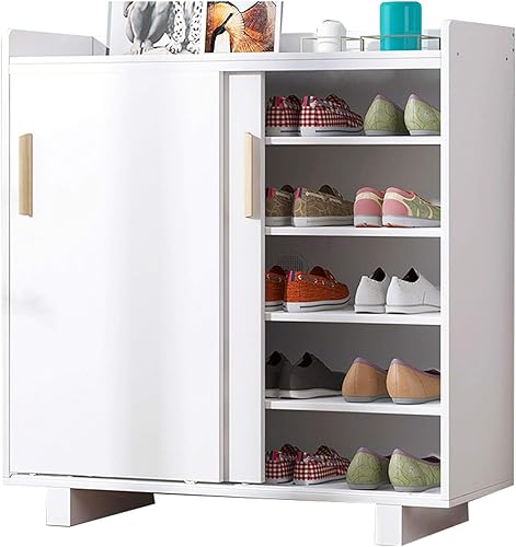 Zapatero, puertas correderas, valla de división, a prueba de polvo, armario de zapatos, sala de estar, pasillo, dormitorio, blanco, 31.5 x 13.4 x