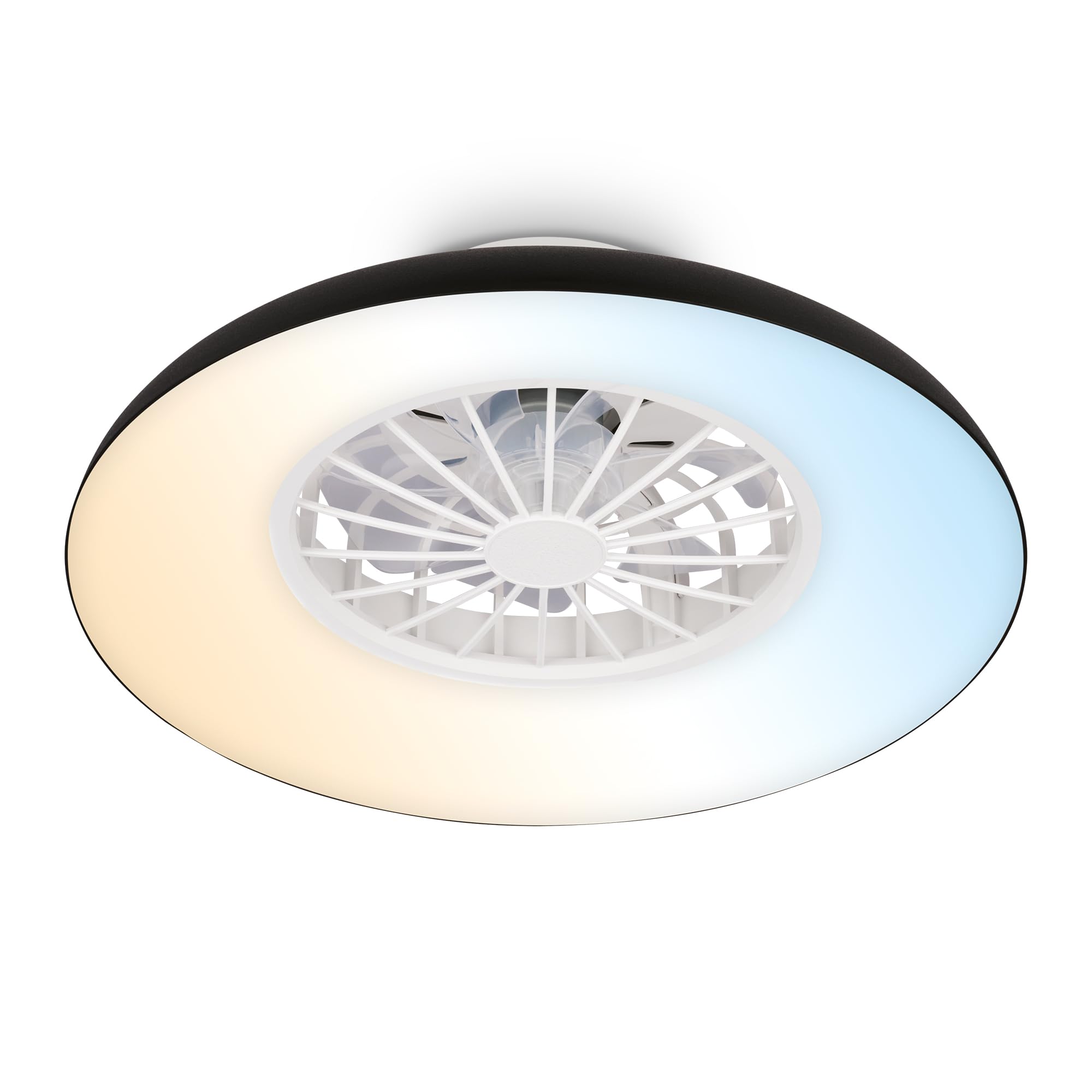 BRILONER - LED Deckenventilator mit Beleuchtung, Fernbedienung, Leiser DC-Motor, 5 Geschwindigkeiten, CCT, Dimmbar, Lampe mit Ventilator, LED Deckenleuchte, Deckenlampe Ventilator, 48,5 cm, Schwarz