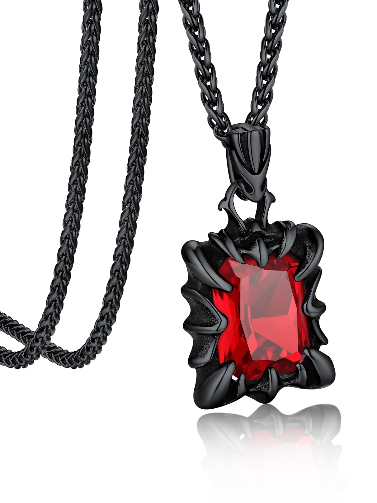 Pendentif pierre verte chaine acier solide contre allergies - 7