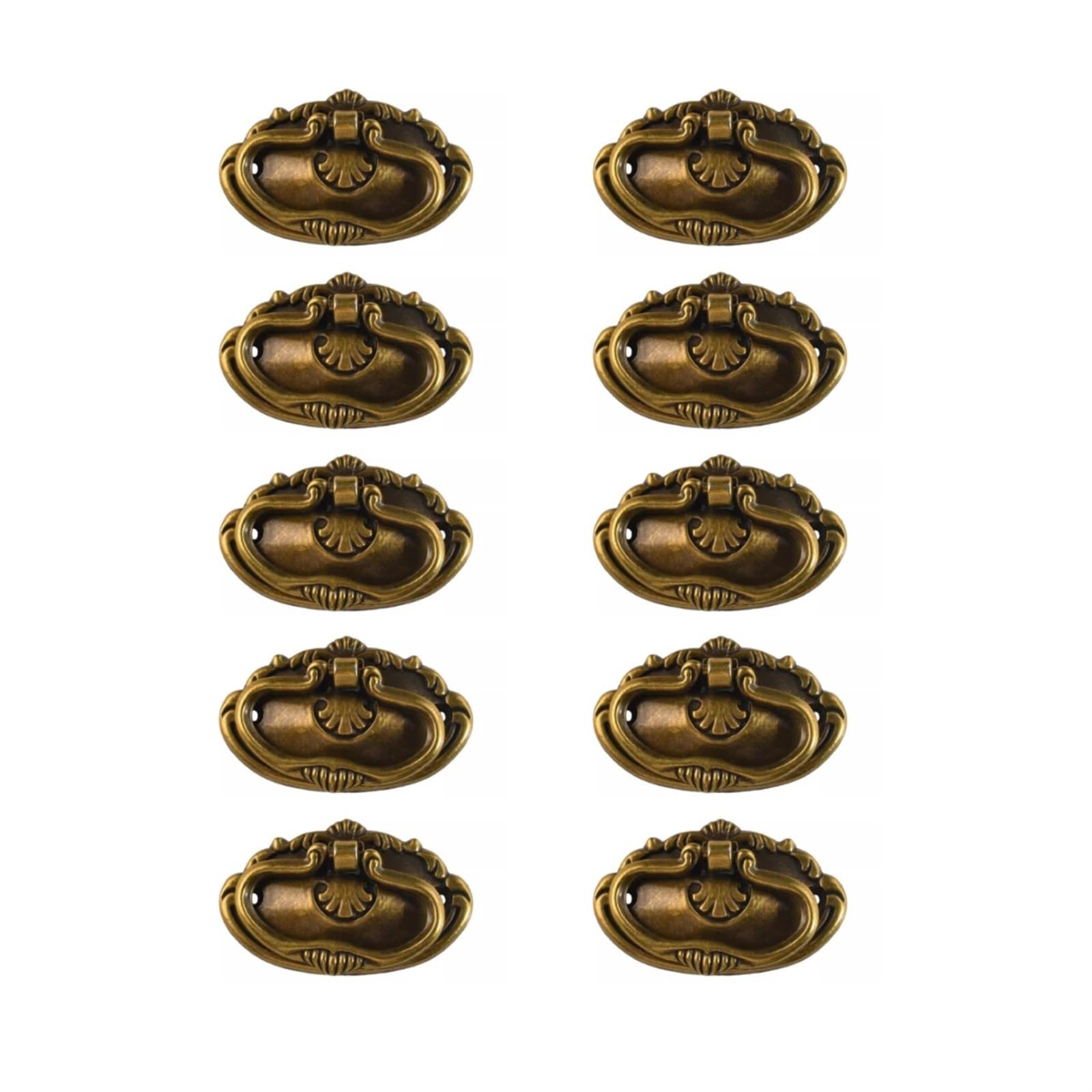ZAANHA 10pcs Elliptical Ring Drawer Pulls 3x1.7 Inch Vintage Decorative Handles Antique Knobs for Furniture Wooden Case Box