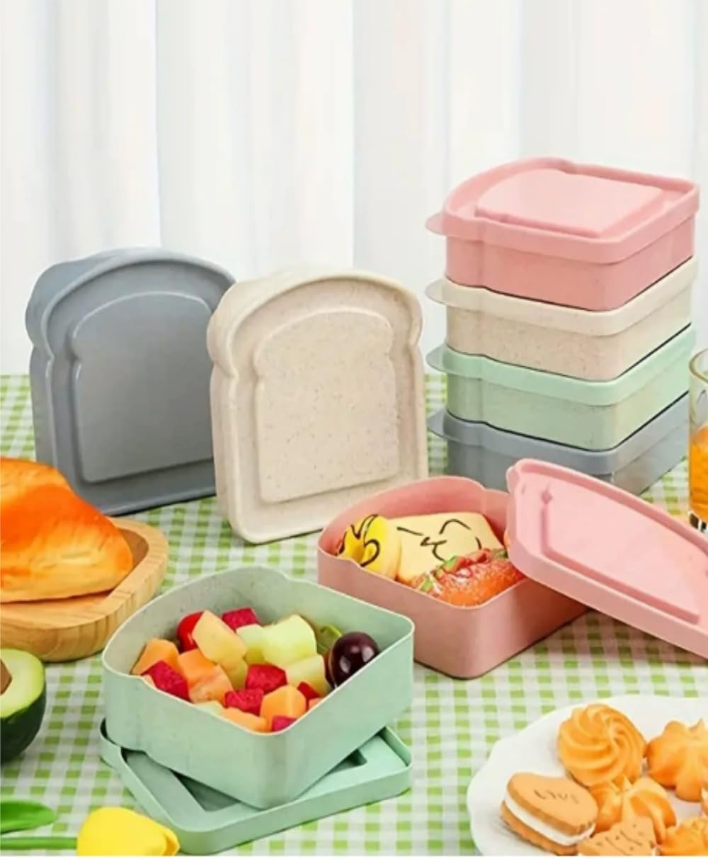 4PCS sandwich container, lunch box sandwich container, plastic toast shape with lid for food storage, used for home or kitchen food storage, microwave, dishwasher, and refrigerator safety - Image 6