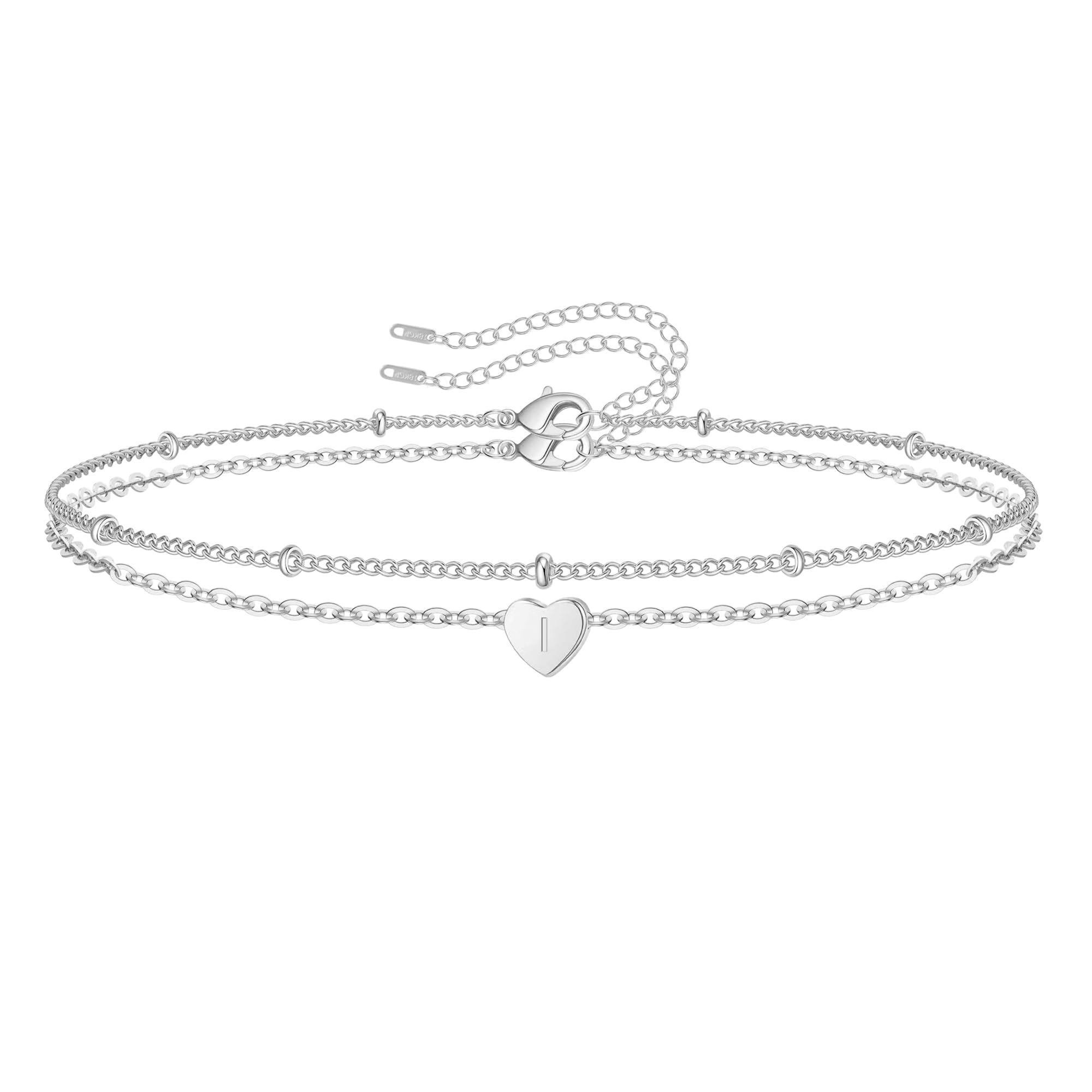 RMMD Armband Damen Gold Silber - 18K Gold/Weißgold Vergoldete Initialen Herz Armband mit Buchstaben Armbänder Personalisiert Geschenke Schmuck Geburtstagsgeschenk für Frauen Mädchen Geschenke