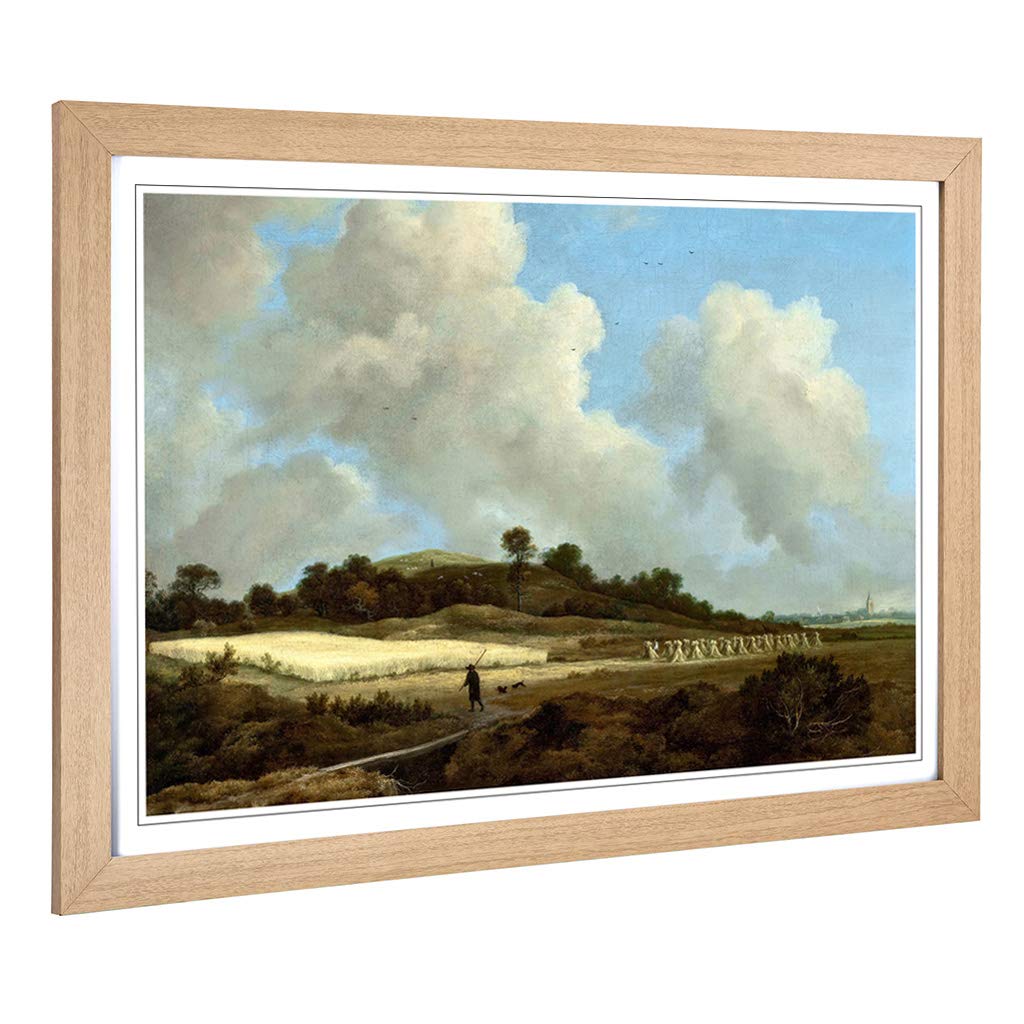 Big Box Art Framed Print of Jacob Ruisdael View of Grainfields Design | Wall Art Picture | Home Decor for Kitchen, Living Room, Bedroom, Hallway, Oak, A2 / 24.5x18 Inch / 62x45cm