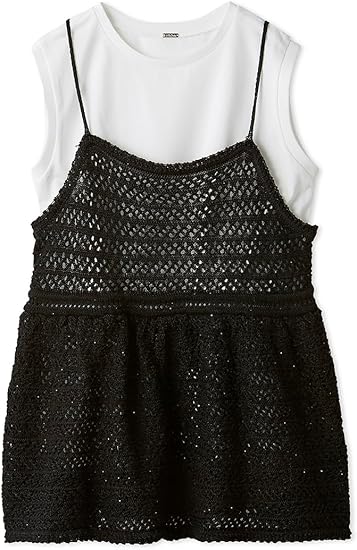 Amazon | [ミラオーウェン] クロシェニットキャミ×ノースリカットソー