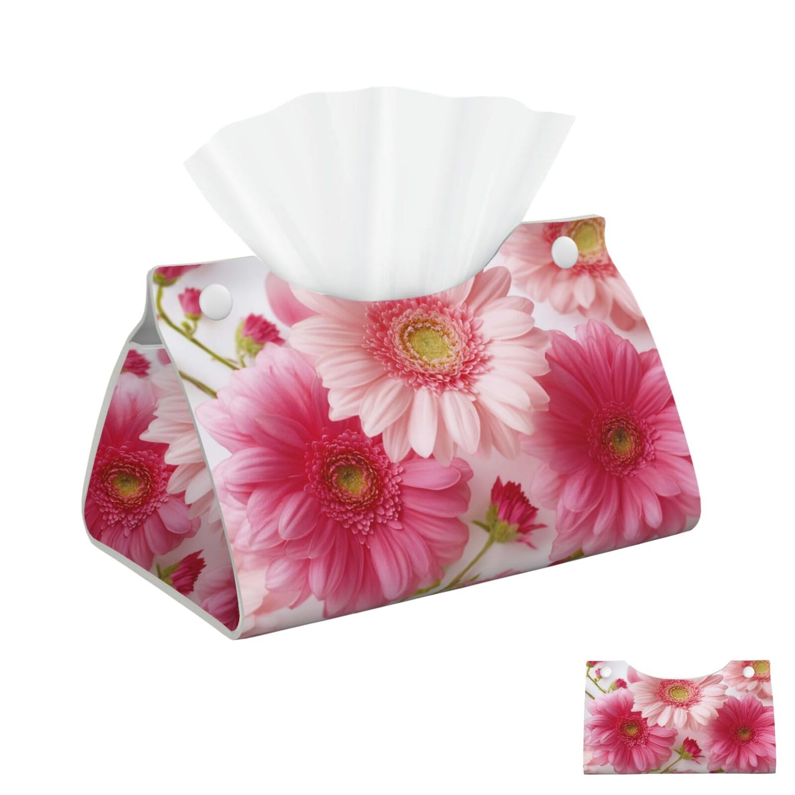Pink Flowers Tissue Box Cover Square Cube Boxes