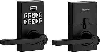 Kwikset SmartCode 917 Keyless Entry Electronic Lever with Halifax Handle, SmartKey Security, Matte Black Contemporary