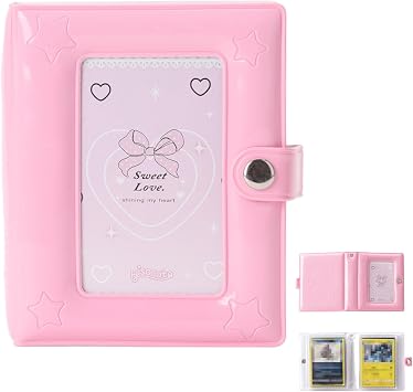 Small 1 Pocket Trading Mini Card Binder Collection with 40 Count for MTG, Sports,TCG Cards Pink