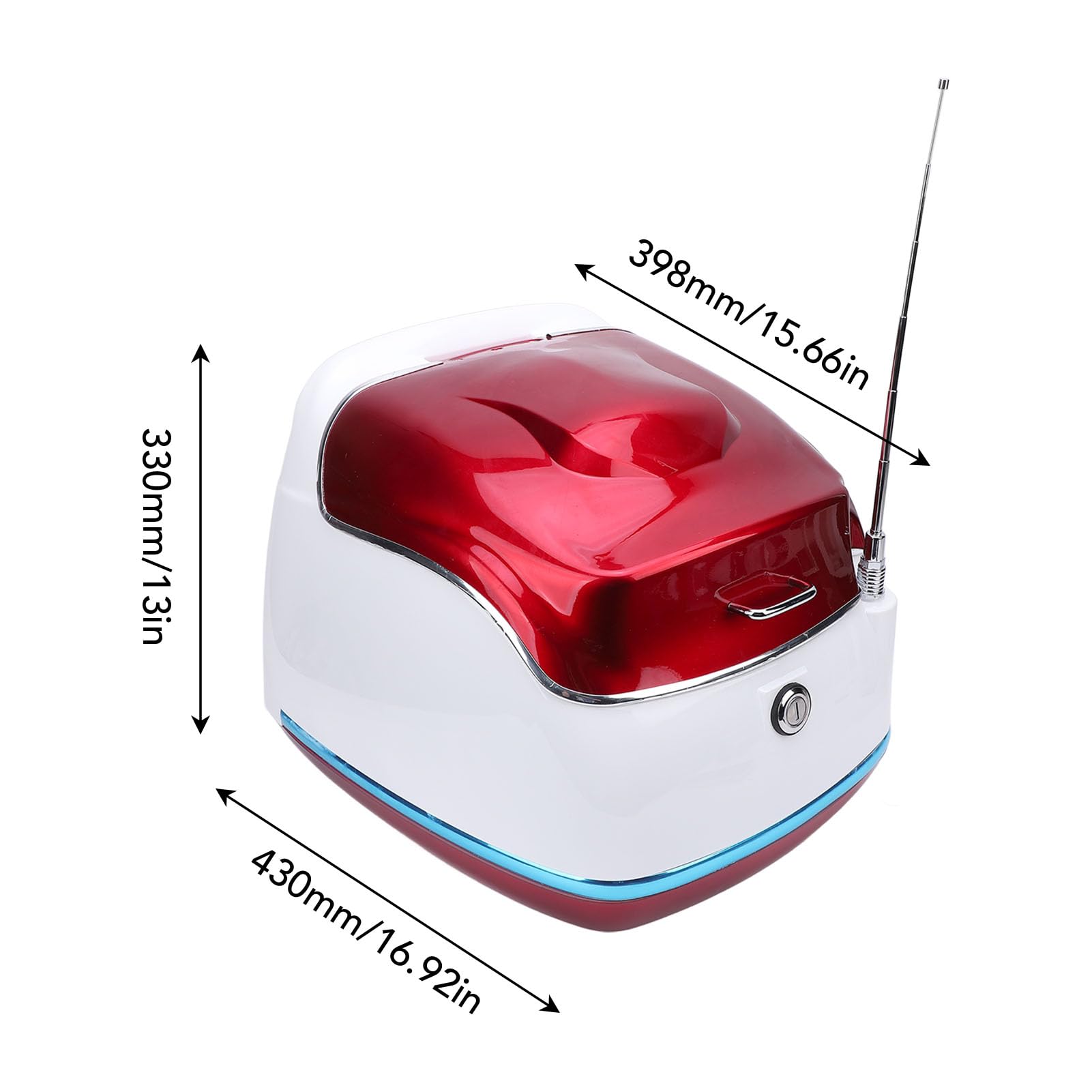 SIXRUN Vintage Style Water Proof 38L Motor Top Case Tail Trunk Box mit Schlüsselschloss, Universal für Motorräder, Elektrische Roller (Rot)