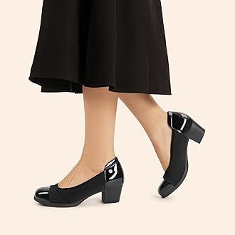 DREAM PAIRS Women's Pumps Low Chunky Block Closed Toe Shoes Work Comfortable Heels Round Toe Dress