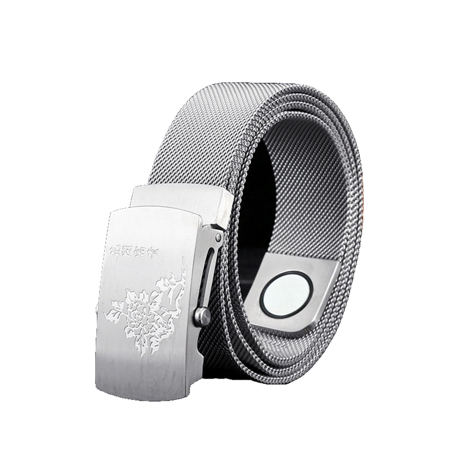 BDAYEK Men's Belt Stainless Steel Men's Belt Metal Braided Non-Leather With Fashionable Automatic Buckle(Sier B,110Cm/43.3'')