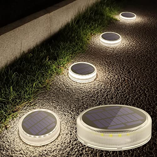Lacasa Lampe Solaire Exterieur, Lot de 4 Lumiere Extérieur Terrasse Sol LED Blanc 4000K, Lumière toute la nuit, Éclairage étanche pour Chemins Marches de...