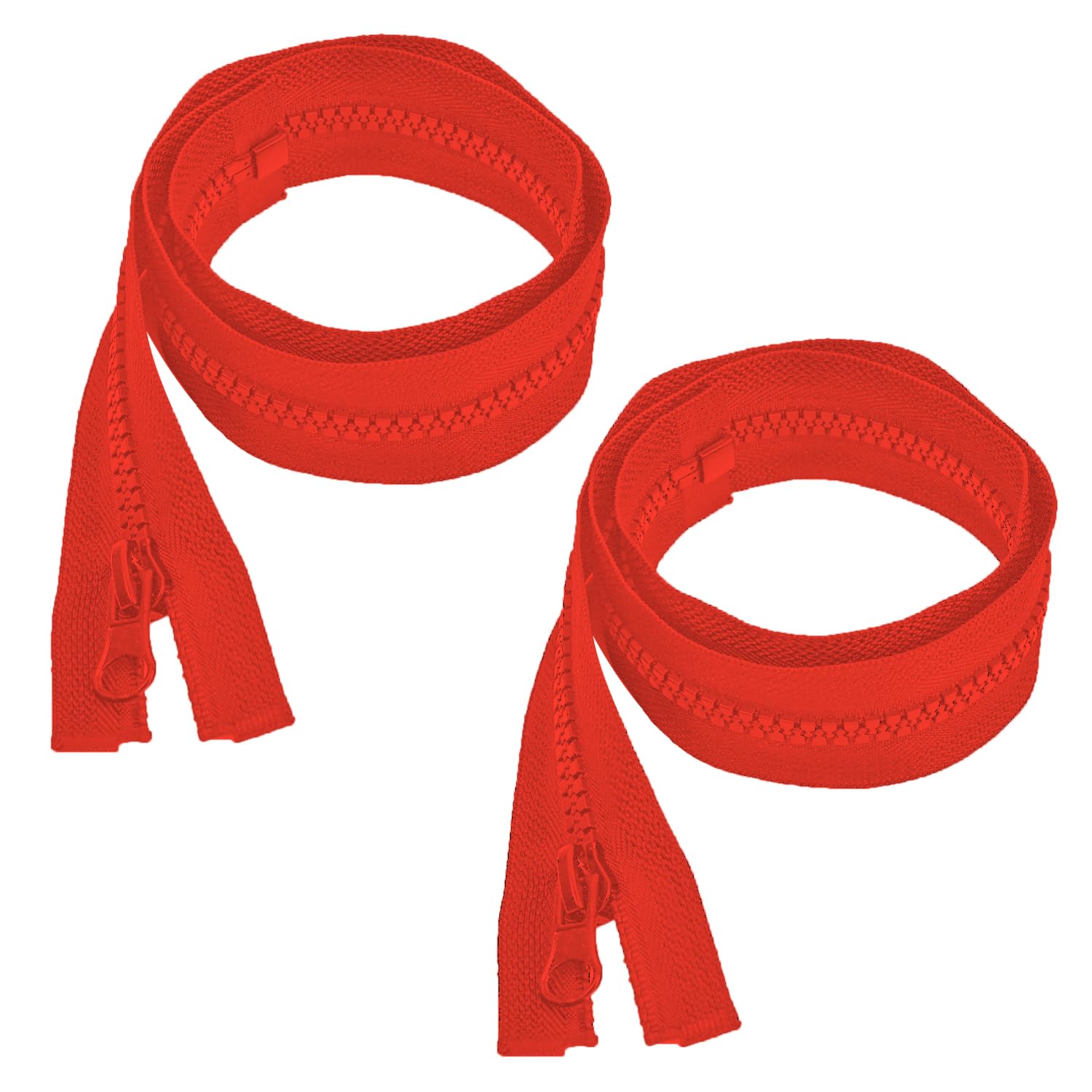 2 Pcs Zips for Sewing 60cm, Red Chunky Zip