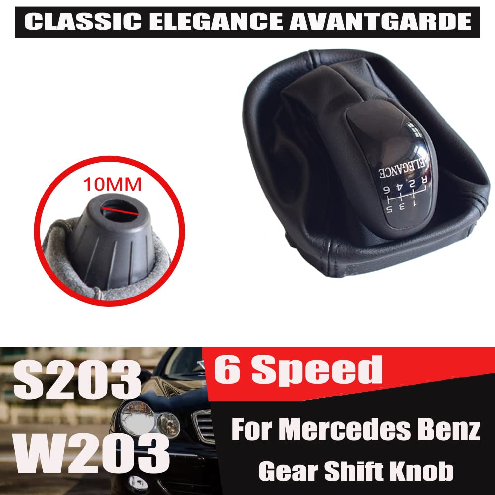 Pommeau De Levier De Vitesses Pour Mercedes Classe C W203 – Design 6 Rayons – Inclut Levier Et Collier – Neuf Sous Emballage