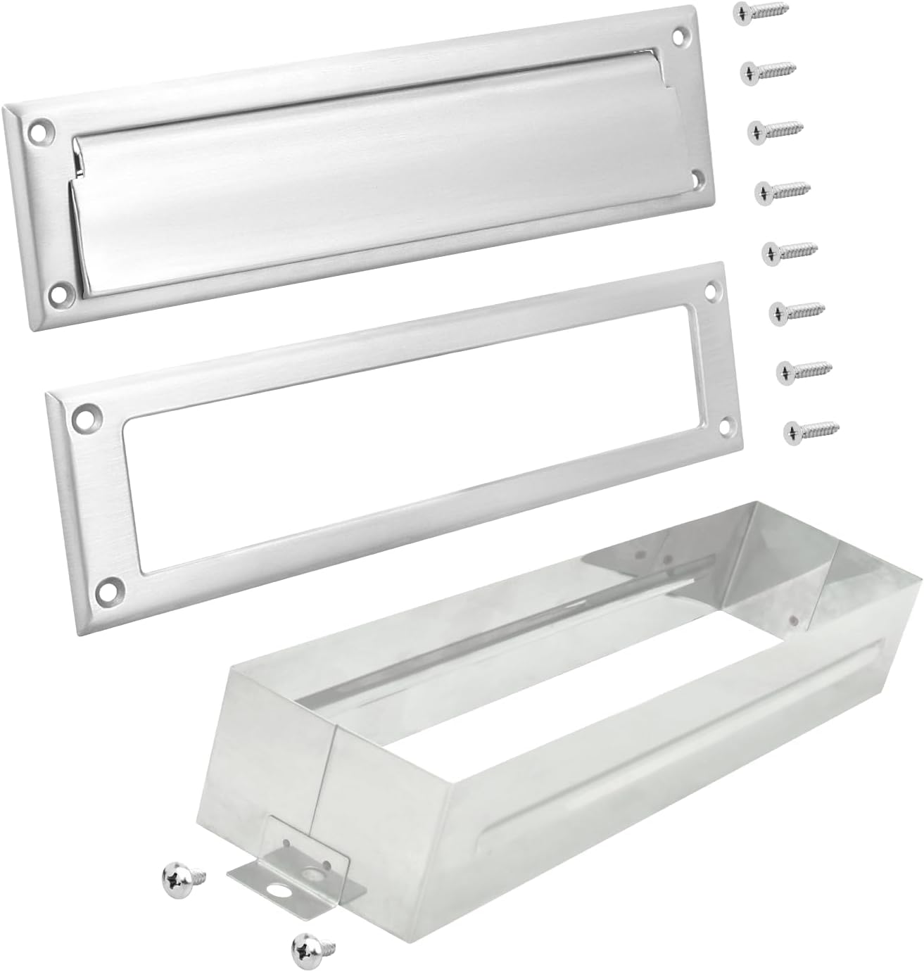 Nuk3y Solid Brass Mail Slot with Sleeve (Satin Nickel, 13 x 3.625)