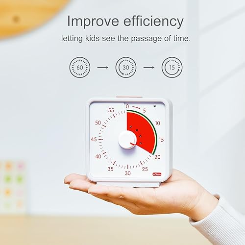 Miniatura 6 de Conchstar Temporizador visual de 60 minutos para niños, temporizador de cuenta regresiva para aula y cocina, temporizador de escritorio para