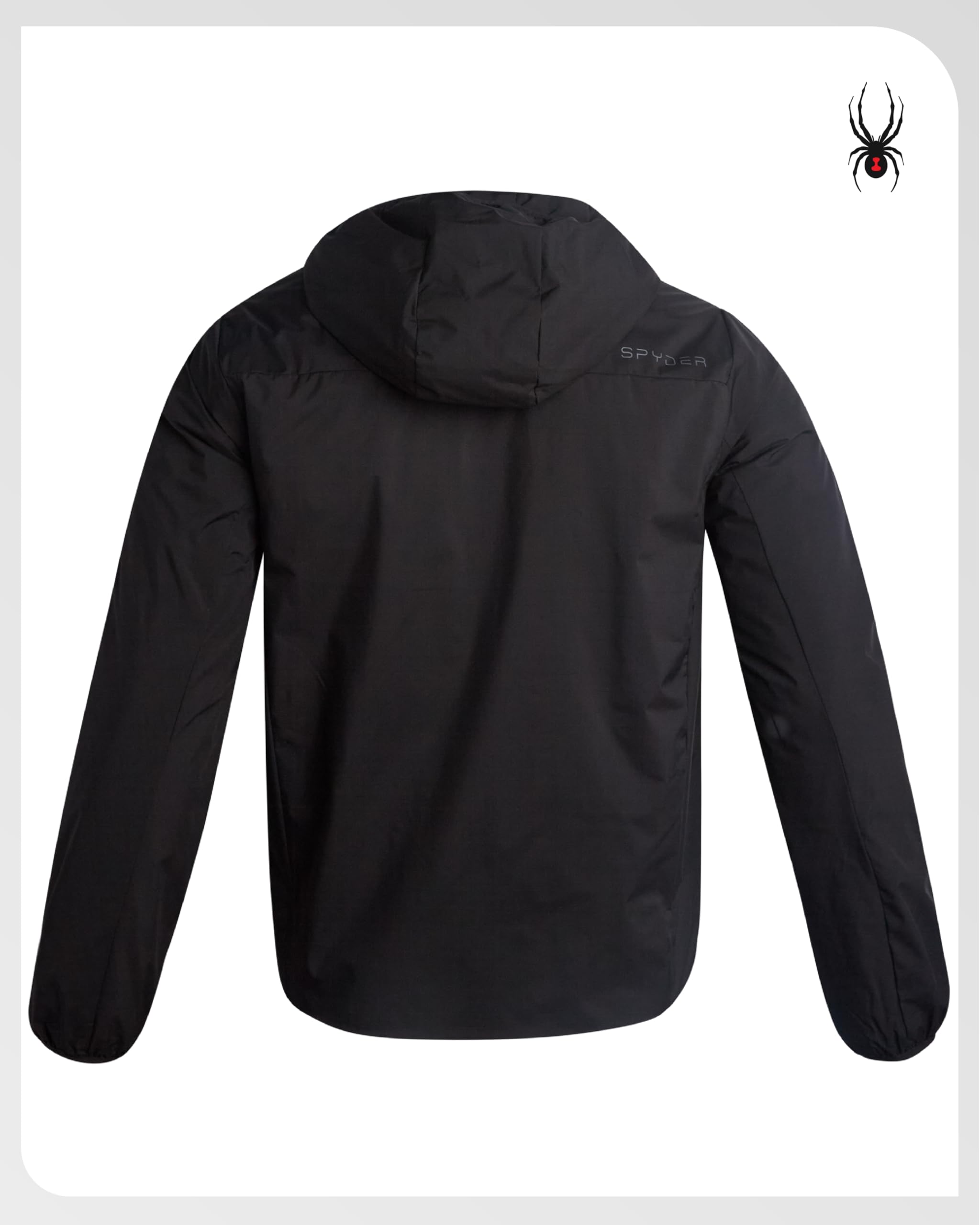 Spyder Chaqueta cortavientos para hombre, ligera, aislante, resistente al agua, con cremallera, con capucha, cortavientos para hombre