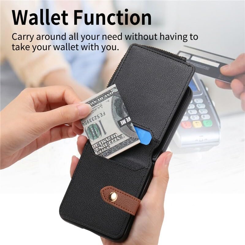 Generic Funda compatible con Samsung Galaxy Z Flip 4 (color: morado) funda de piel con cierre de anillo y tapa trasera dura