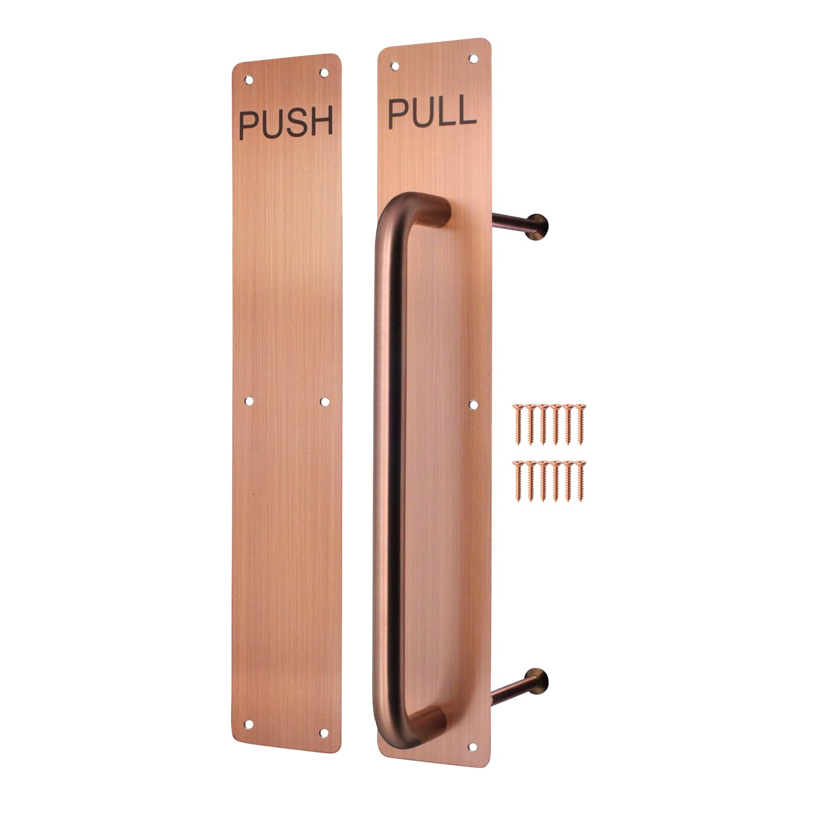 EAI Bronze Push Pull Handle on Plate, 475 x 75mm Commercial Handle on Finger Plate Bronze for Schools, Offices, Shops & More