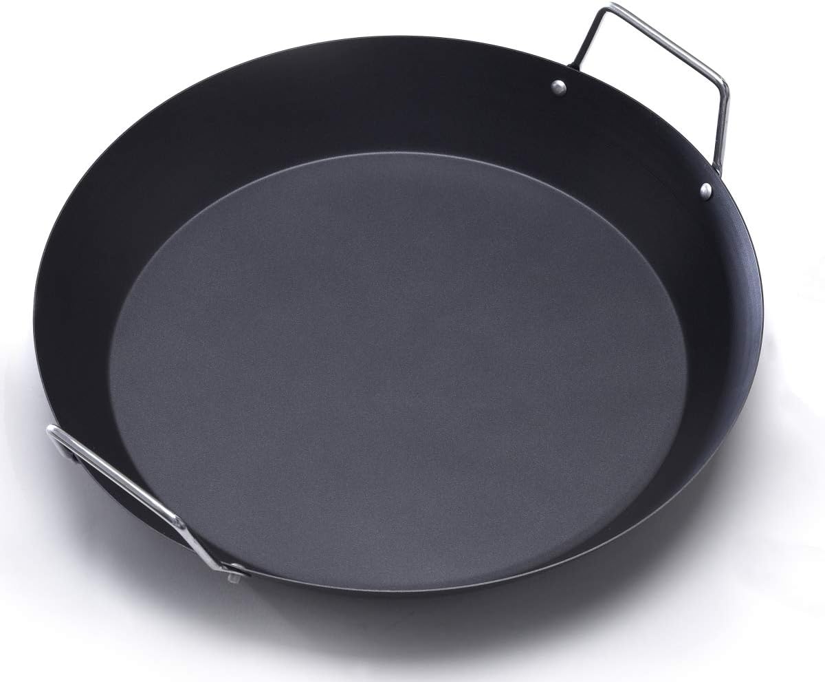 15 in. Paella Pan with Metal Handle Dark Grey