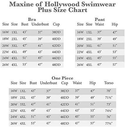 Maxine of hollywood swimsuit size chart Clearance