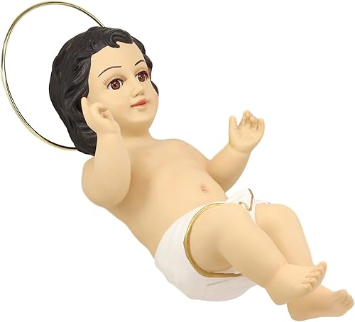 Ebros - Estatua grande de 15.5 pulgadas de largo, estatua decorativa de Jesucristo con halo dorado de 15.5 pulgadas de largo, estatua decorativa de