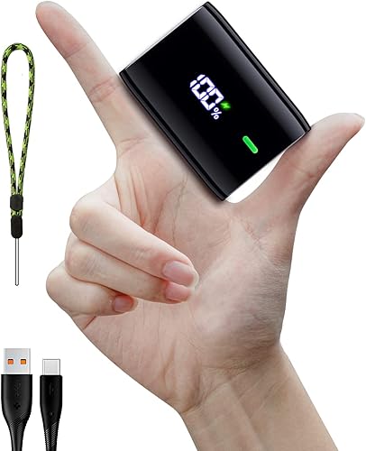 Coolreall Mini cargador portátil, banco de energía de 10000 mAh con pantalla LED, 3 A USB C (entrada y salida), cargador de batería de teléfono