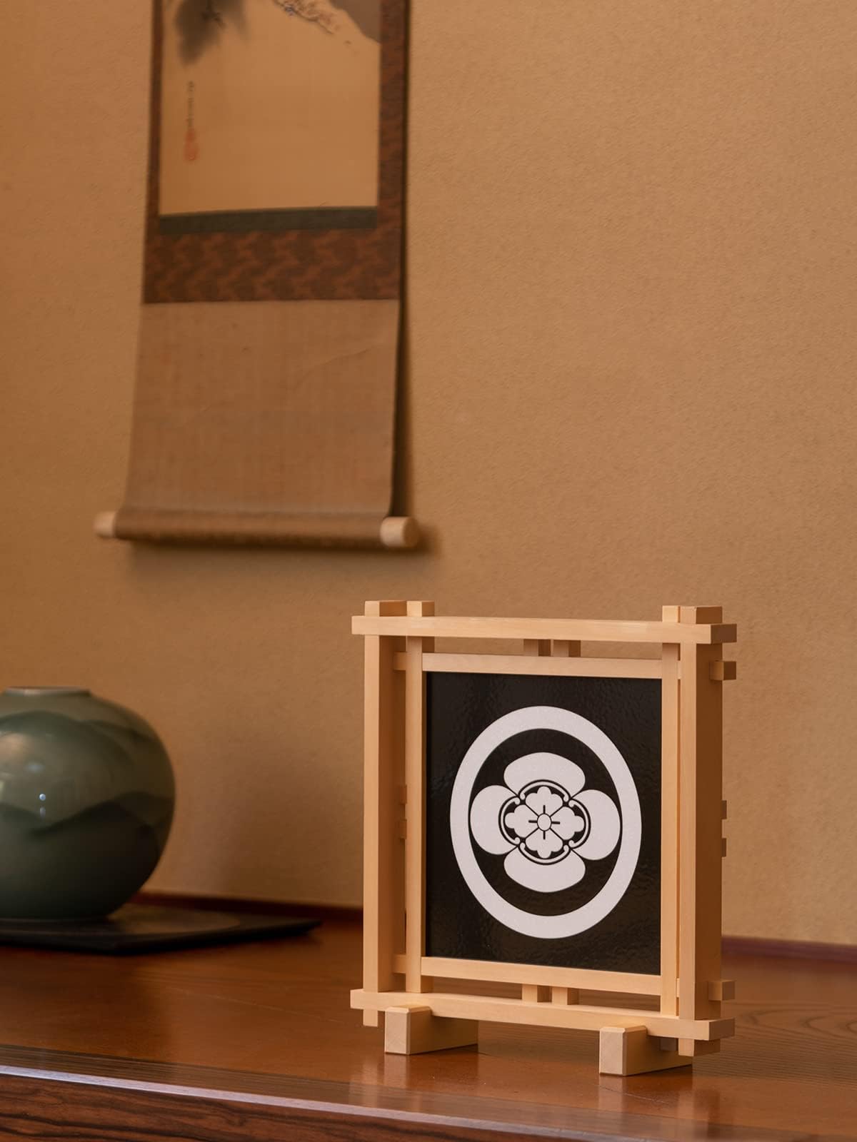 Amazon.co.jp: ［丸に日の丸扇］組子細工の家紋パネル (30×30