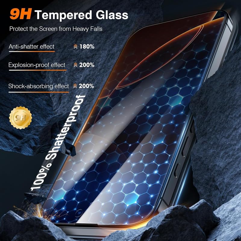 Image of OHAYO Military Strength Tempered Glass Screen Protector Compatible with iPhone 13 Pro Max /14 Plus (Privacy) | 9H+ Hardness, Strong Protection, Full Screen Edge-to-Edge Cover, Scratch Resistant, Bubble-Free, Ultra HD Clarity