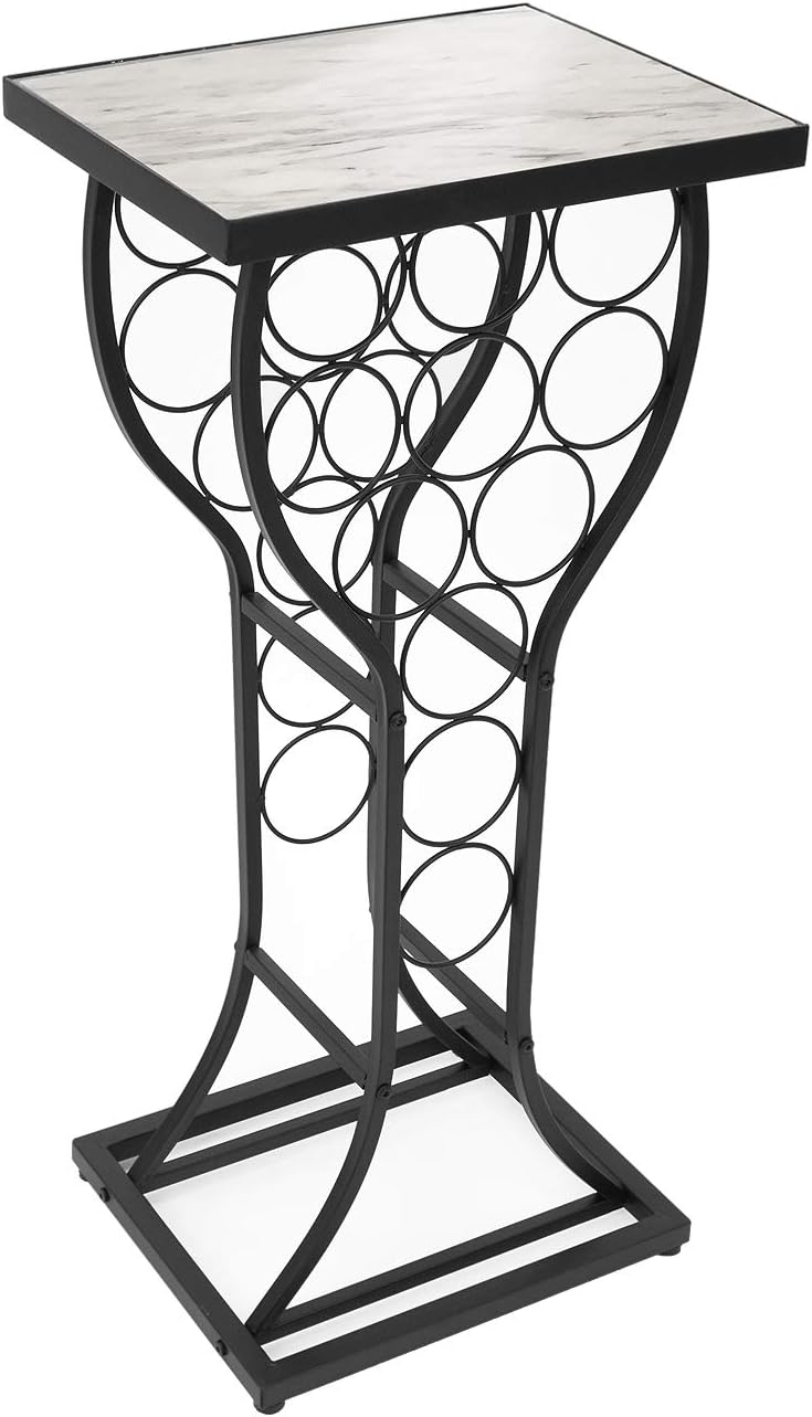Sorbus Marble Wine Rack Console Table - Freestanding Wine Storage Organizer Display Rack for Small Spaces, Holds 11 Bottles, Metal with Faux Marble Finish (Marble Wine Rack - White) : Home & Kitchen