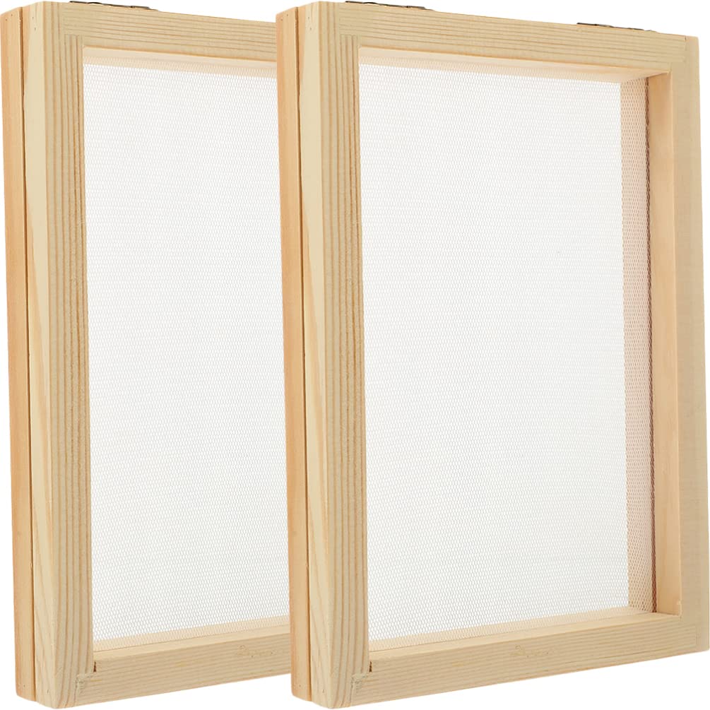 IMIKEYA 2pcs Wooden Paper Making Frame: 5x7 DIY Wooden Paper Making Screen Frame Mould Screen for DIY Papers Crafts