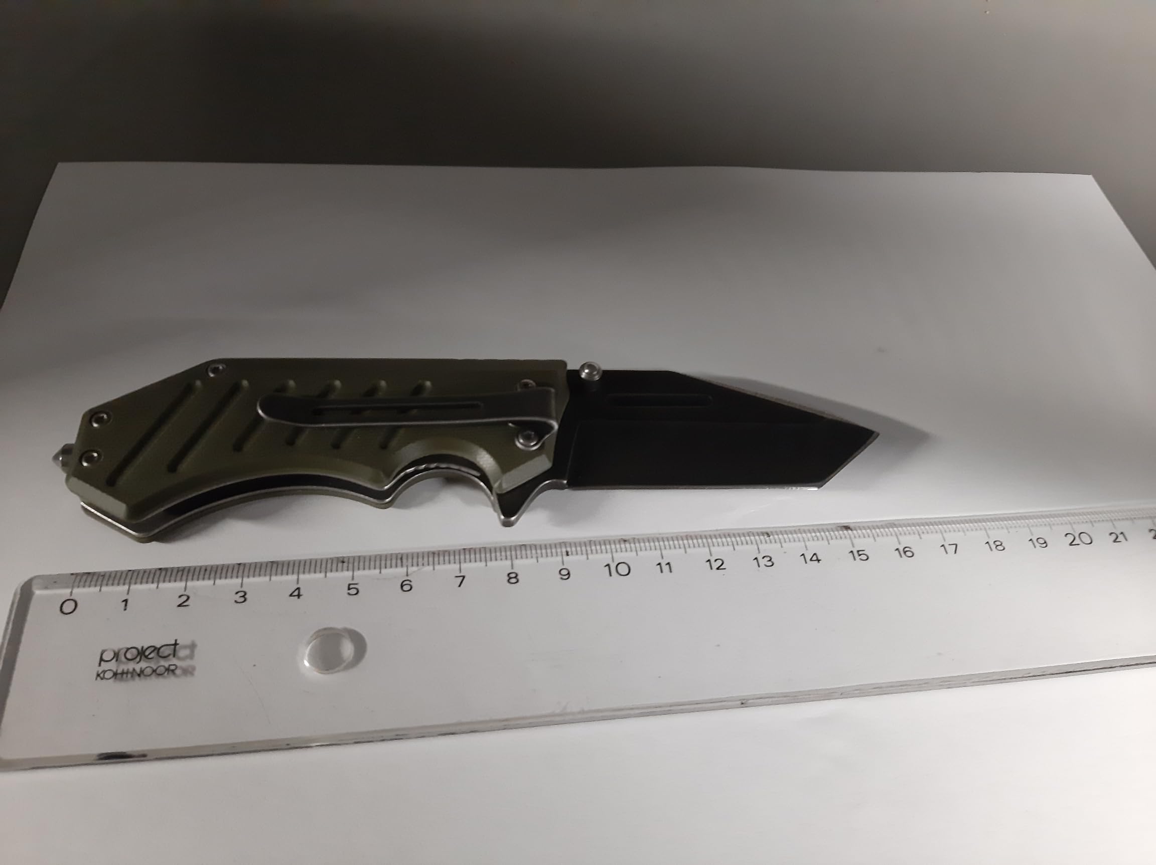AUSONIA - Coltello da tasca lama in acciaio inox manico in G10 con frangivetro Cm 16