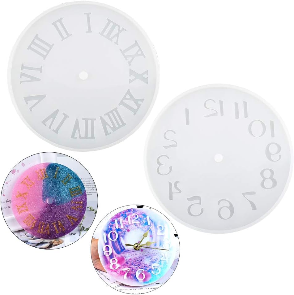Daimay 2PCS Silicone Rubber Resin Mould Clock Alarm Casting Moulds Clear Timer Making Mold for DIY Art Craft Making - 2 Styles