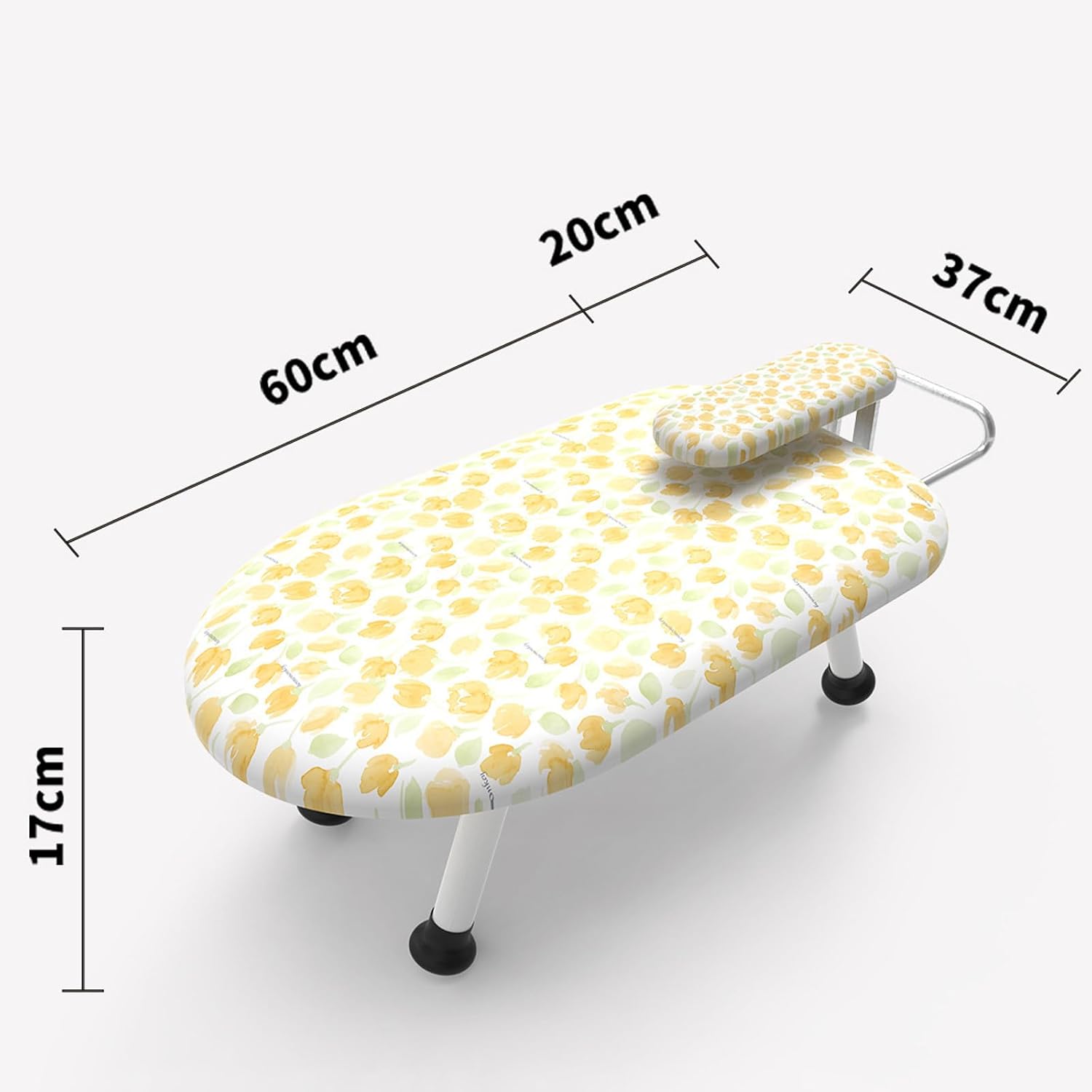 Small Ironing Board, Portable Table Compact Ironing Board 60x37cm Ironing Surface Stable Foldable Small Iron Board with Sleeve Iron Board, Retractable Iron Holder